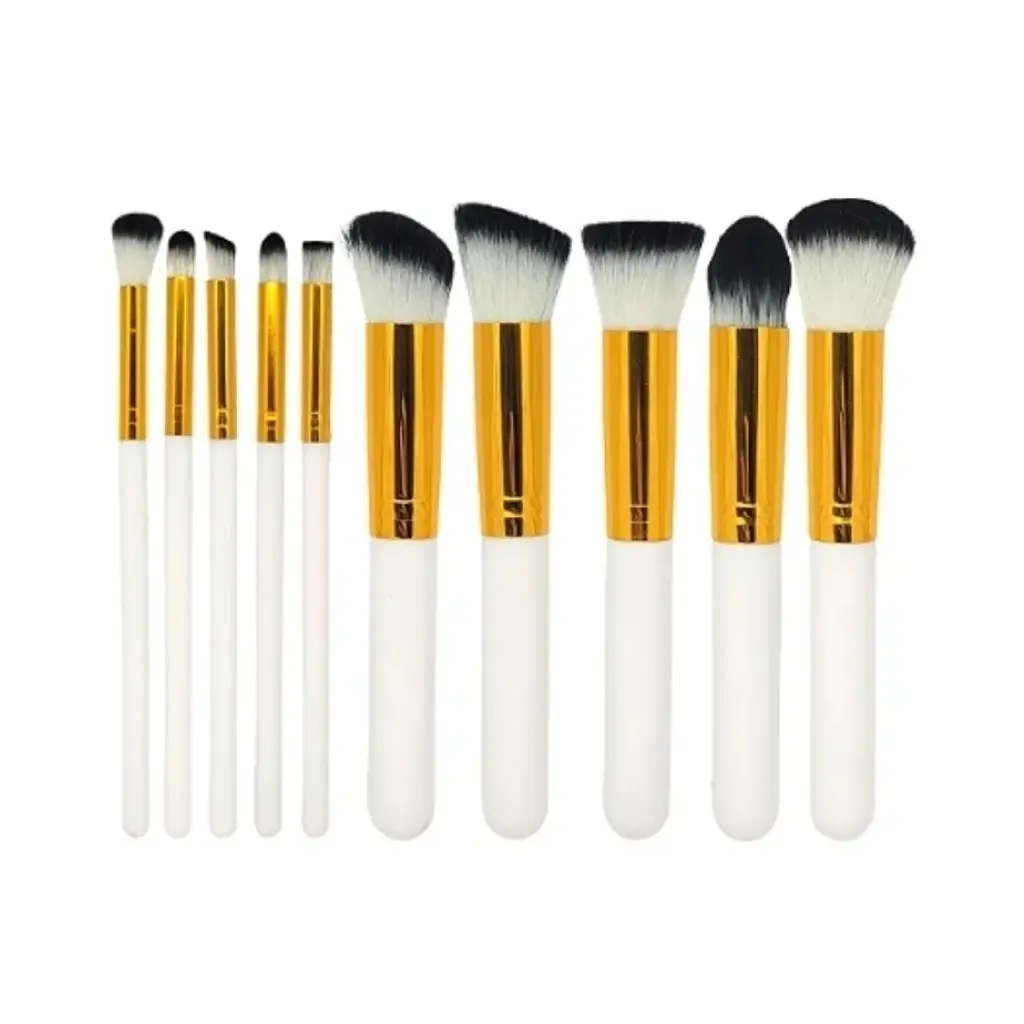 Kit de 10 Pincéis de Maquiagem Kabuki e Precisão